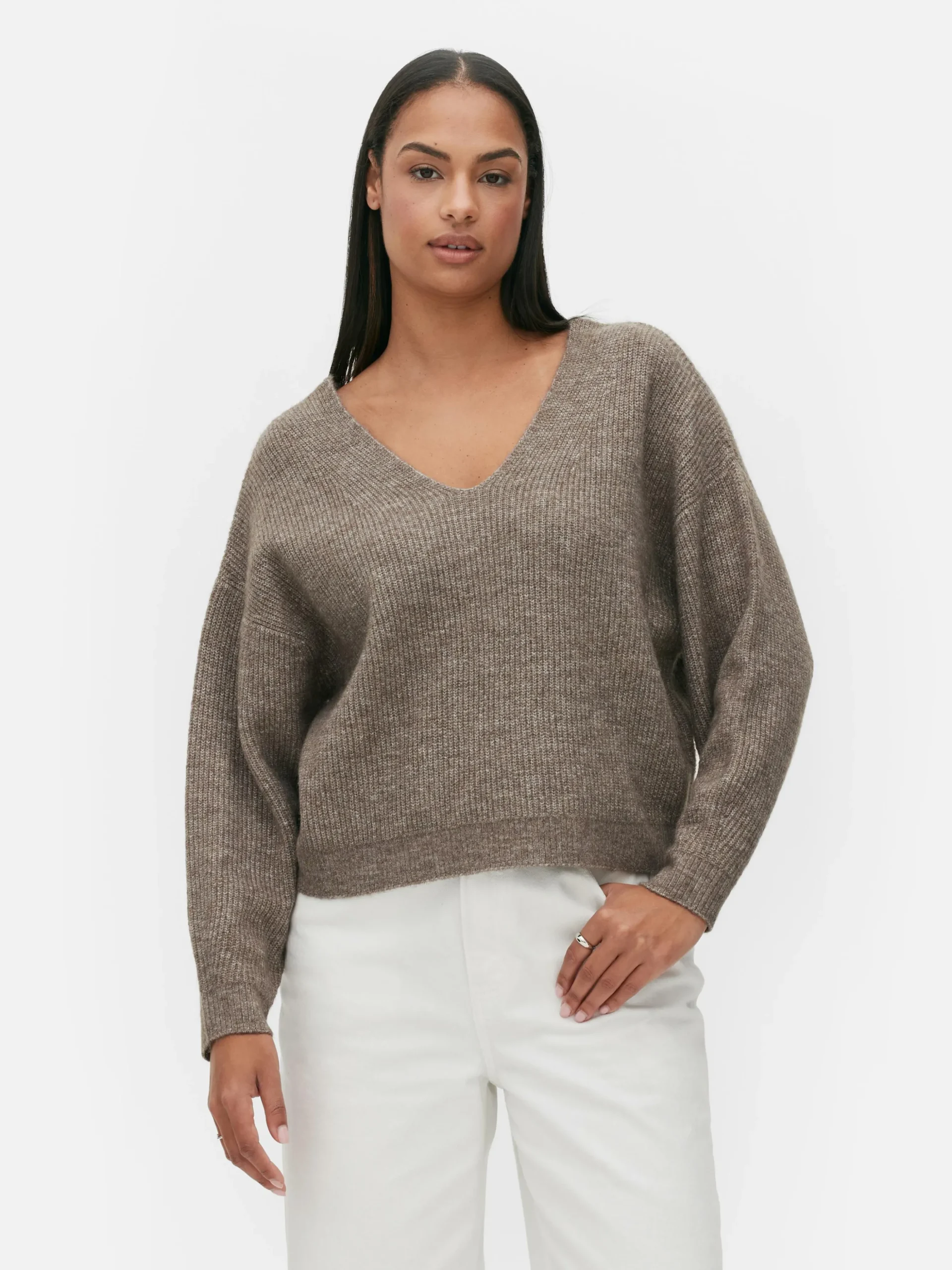 Jersey De Punto Con Cuello De Pico