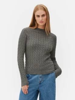 Jersey De Punto De Ochos De Cuello Alto