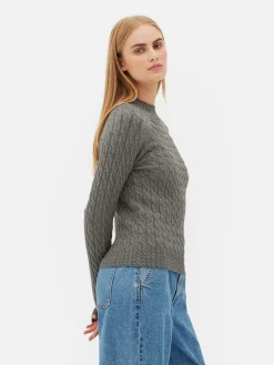 Jersey De Punto De Ochos De Cuello Alto