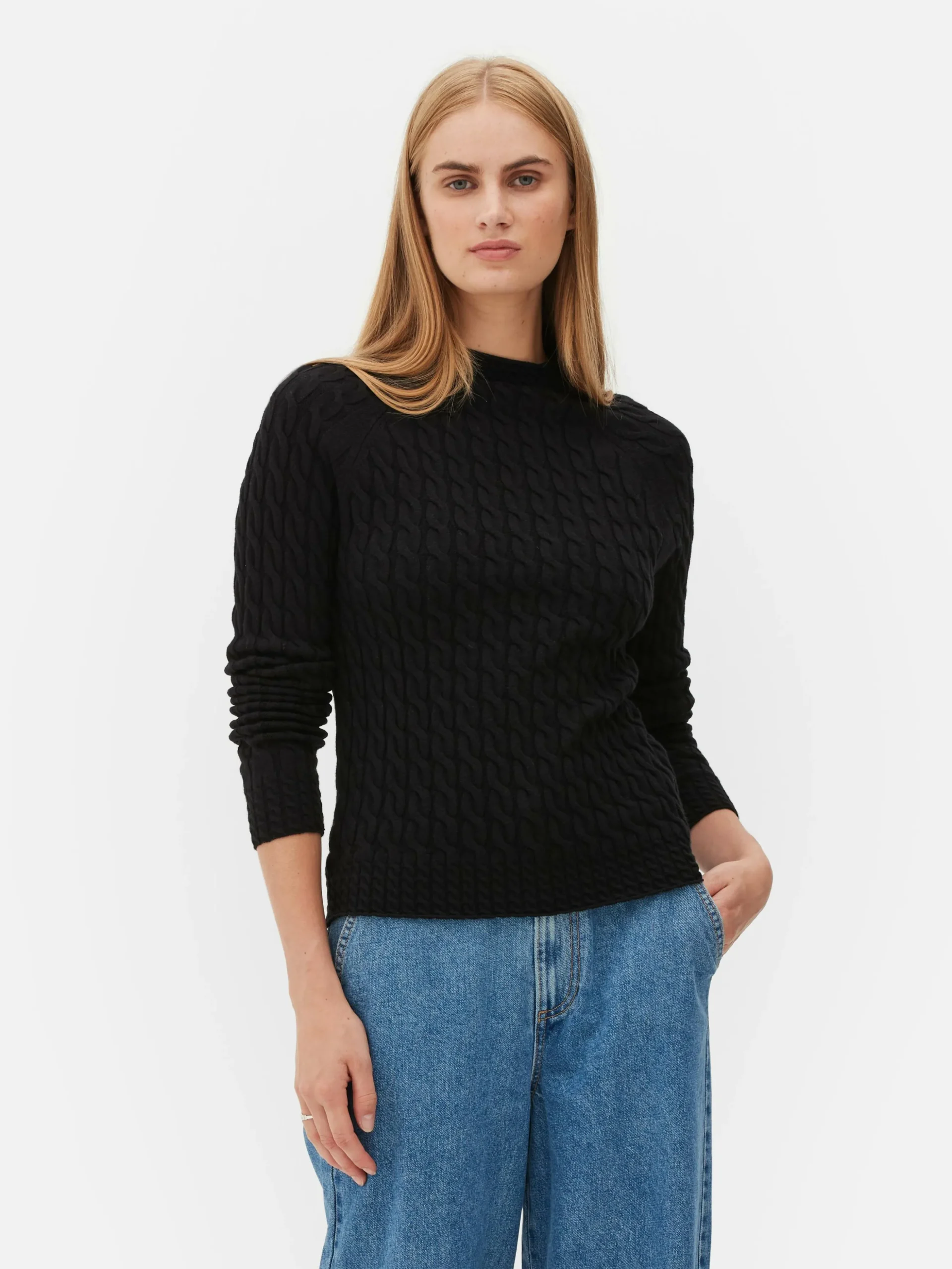 Jersey De Punto De Ochos De Cuello Alto