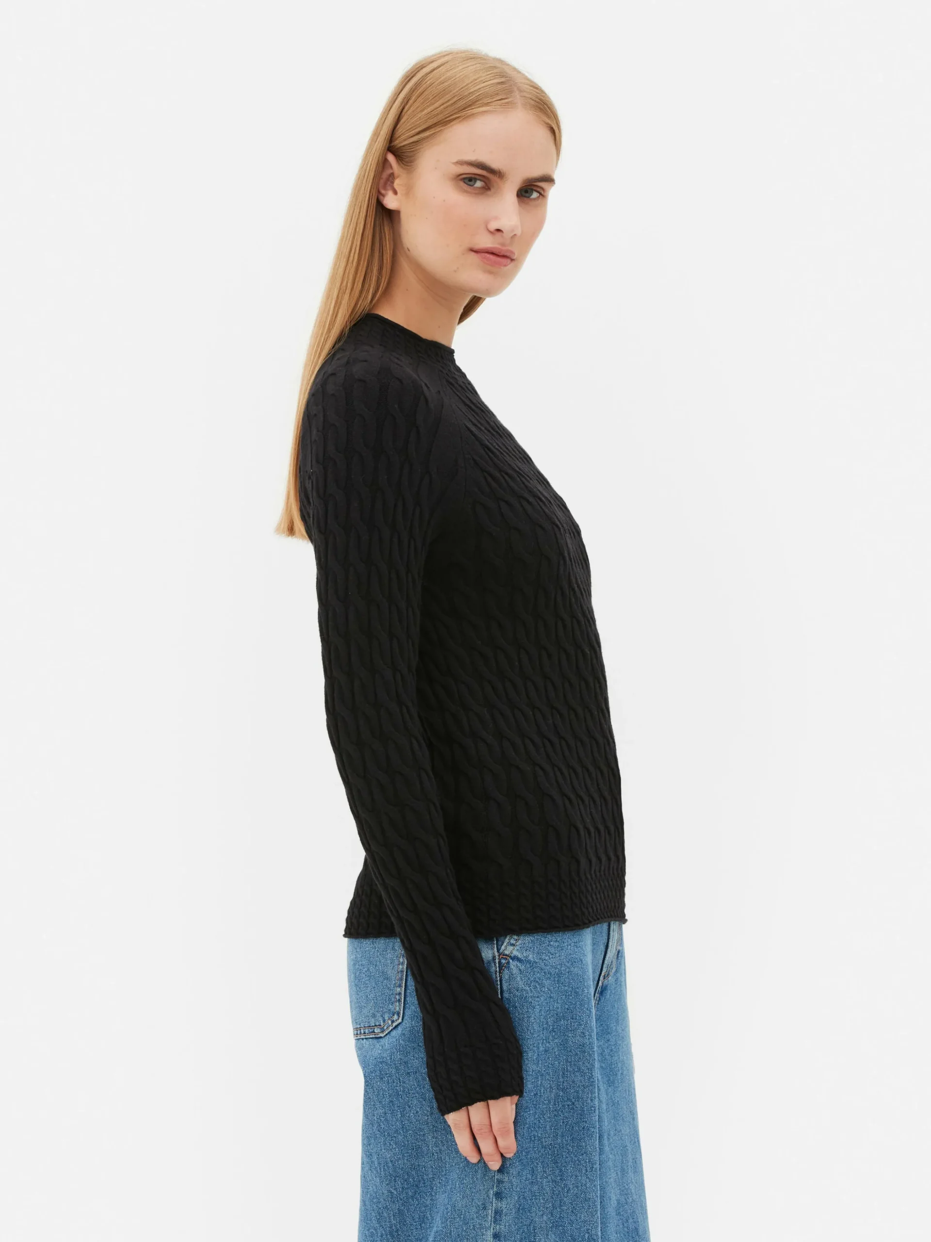 Jersey De Punto De Ochos De Cuello Alto