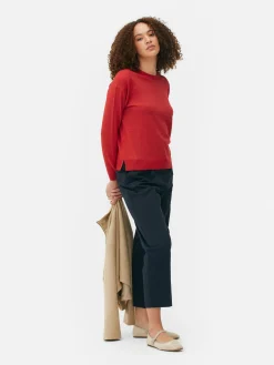 Jersey De Punto Fino Con Cuello Redondo
