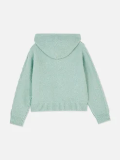 Jersey De Punto Trenzado Con Capucha
