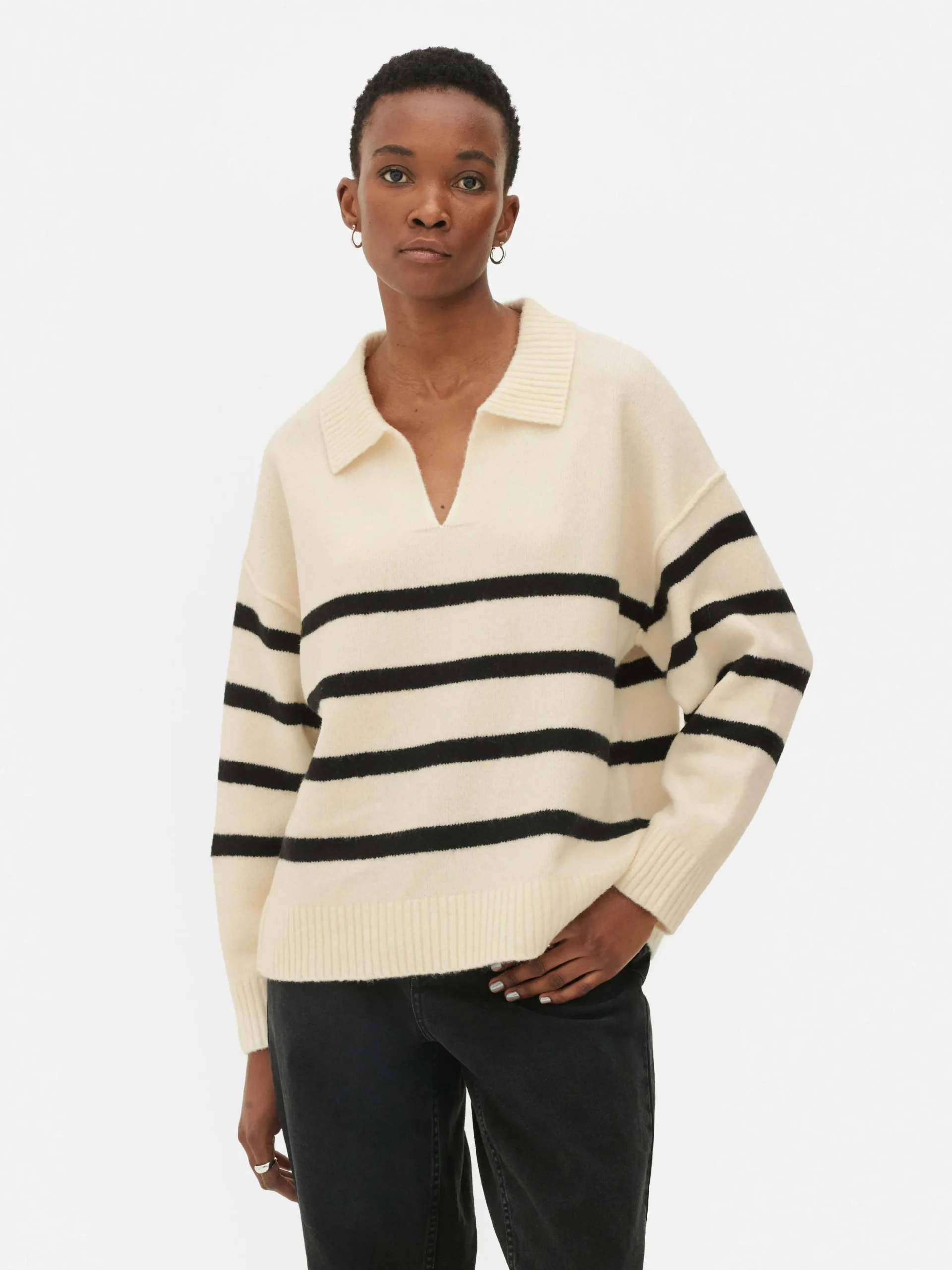 Jersey De Rayas Con Cuello Tipo Polo