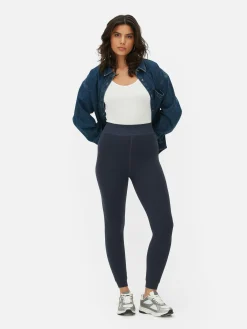 Leggings De Aspecto Vaquero Con Forro Aterciopelado