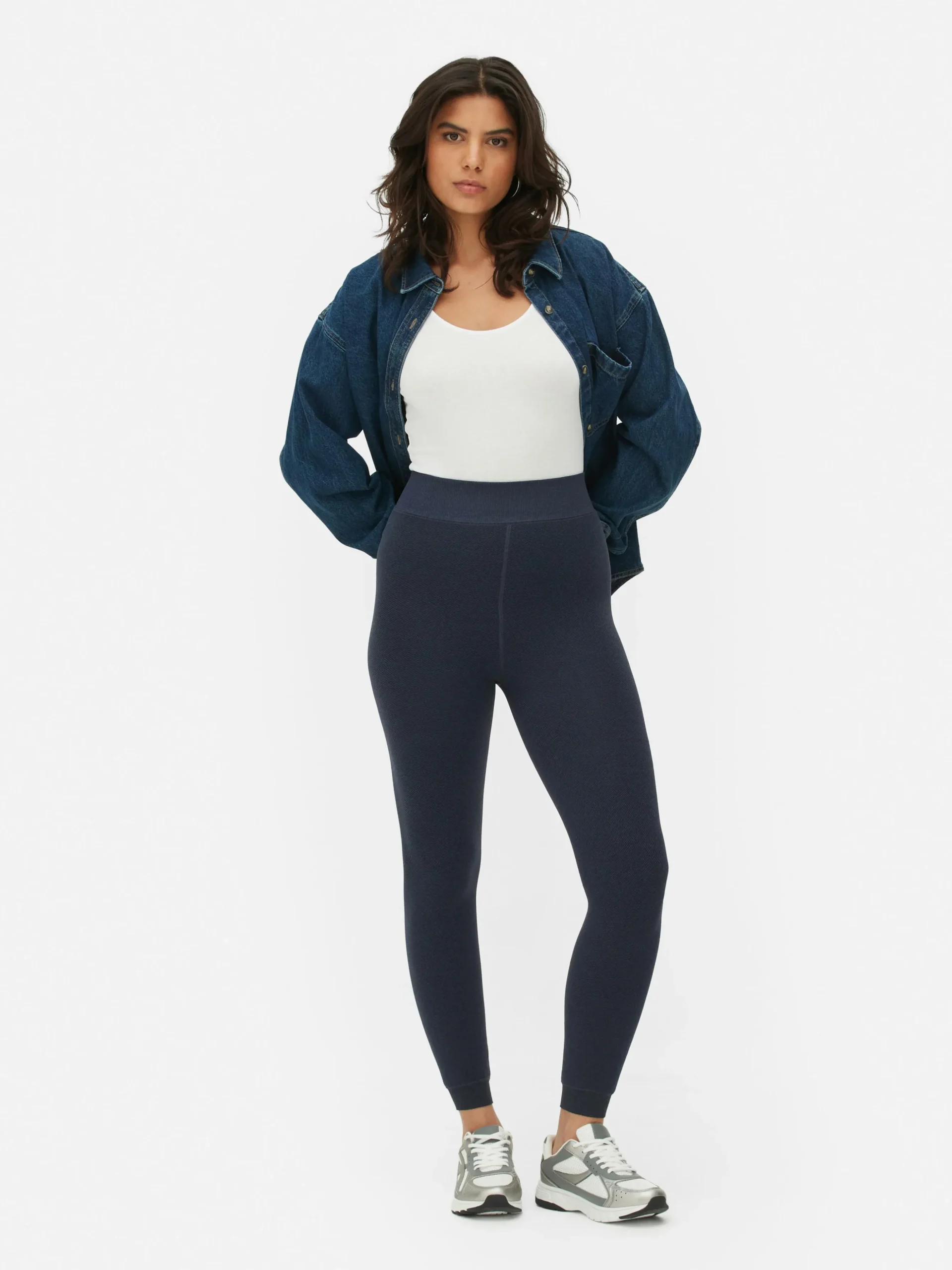 Leggings De Aspecto Vaquero Con Forro Aterciopelado
