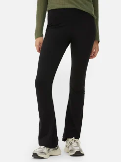 Leggings De Punto Acampanados De Talle Alto