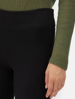 Leggings De Punto Acampanados De Talle Alto