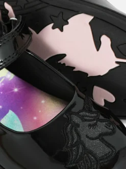 Merceditas De Charol Con Unicornios De Purpurina