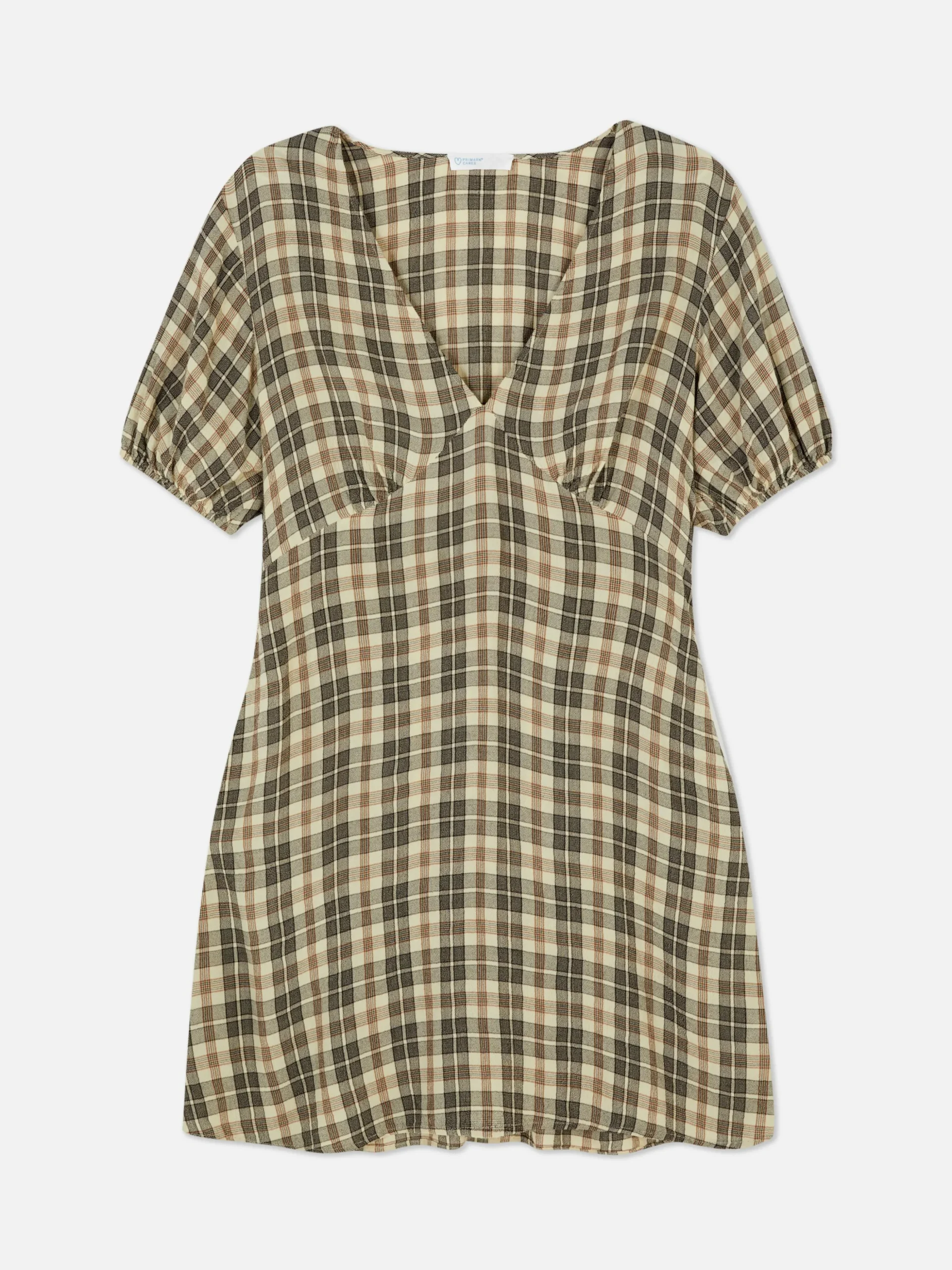 Minivestido De Cuello De Pico A Cuadros