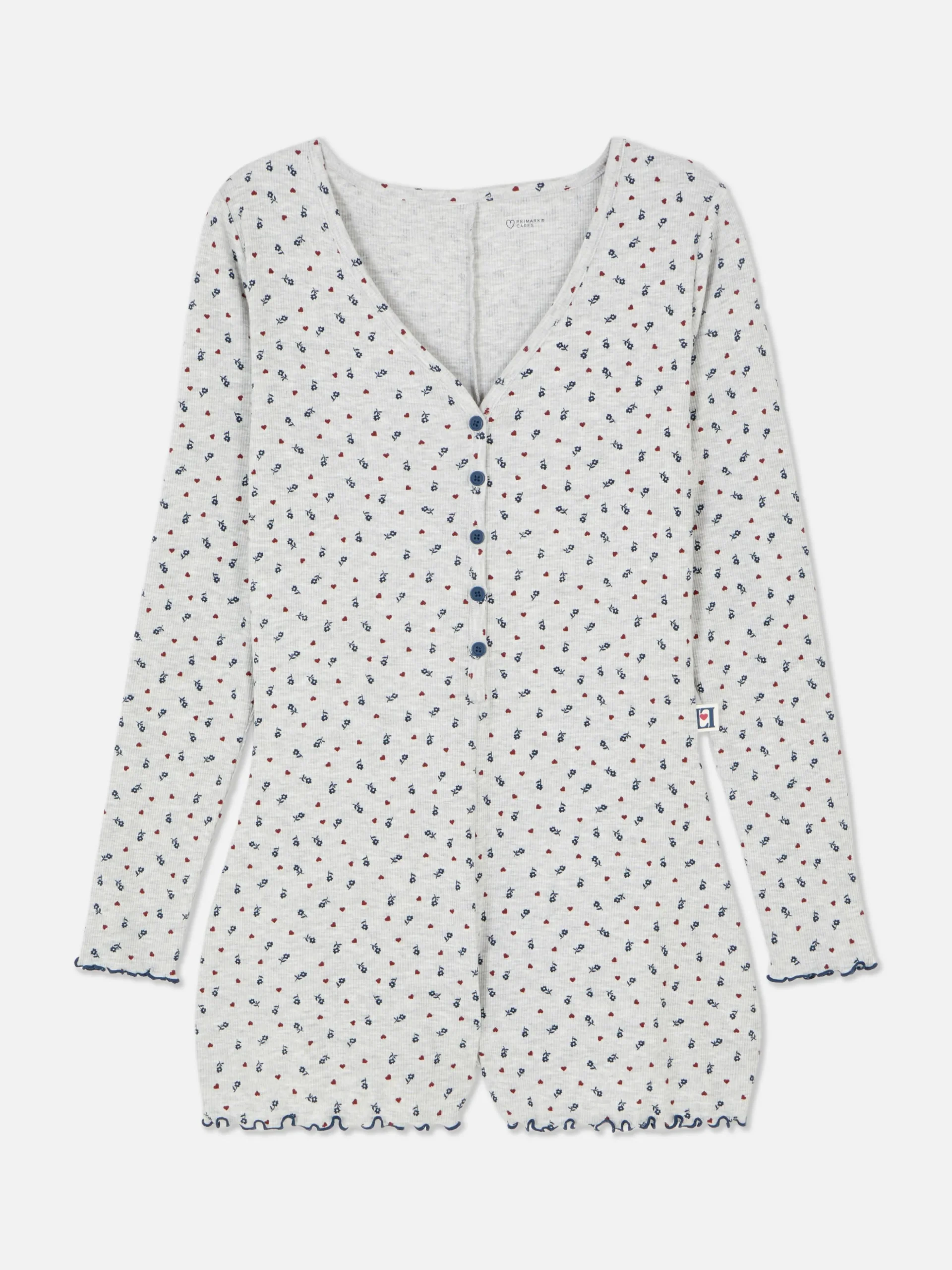Mono Corto De Pijama Acanalado Con Estampado Floral