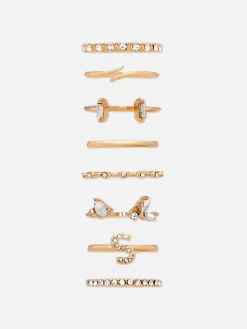 Pack De 8 Anillos Con Iniciales De Strass