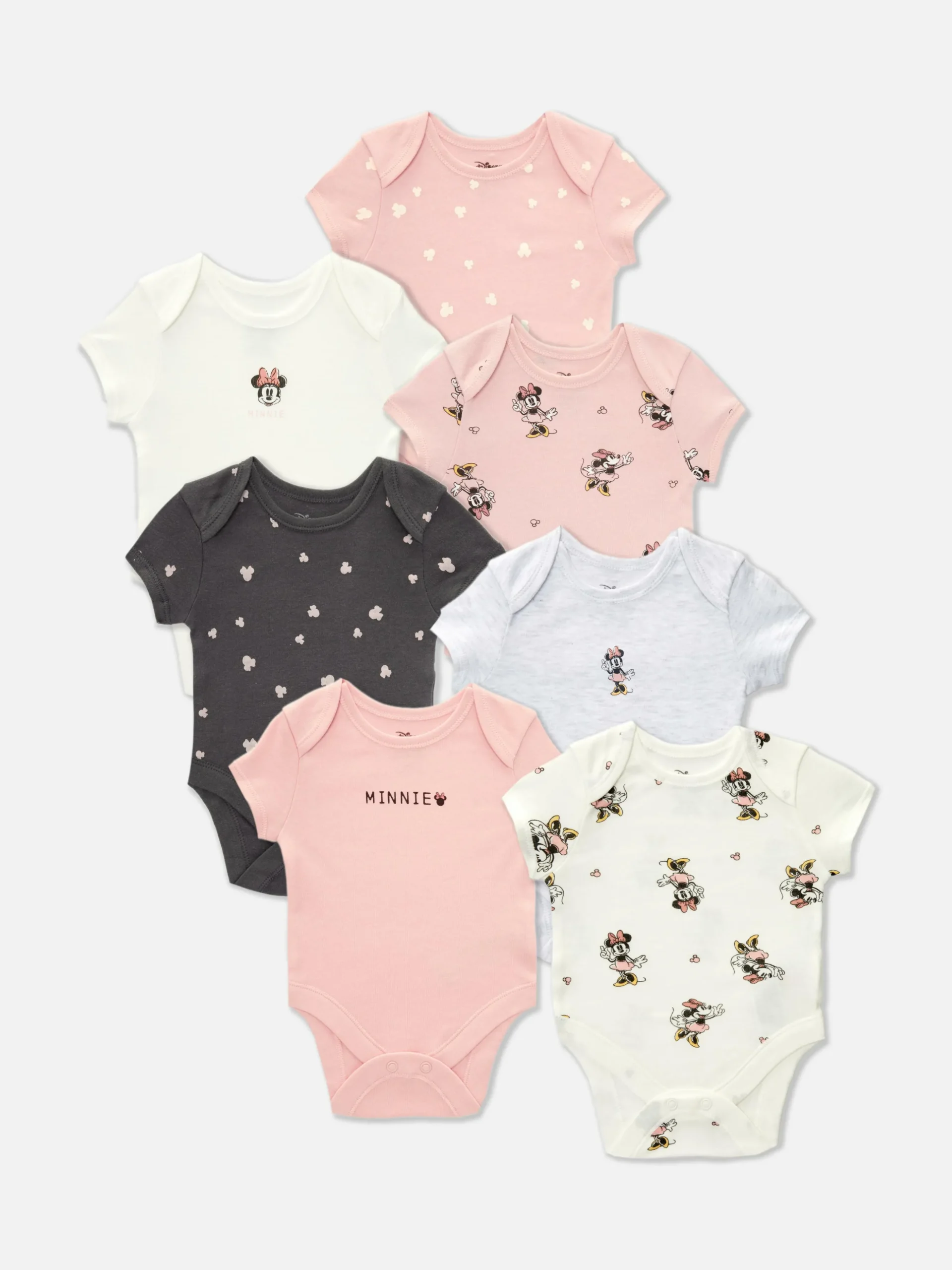 Pack De 7 Bodis Estampados De Minnie Mouse De Disney