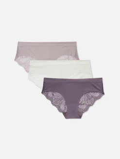 Pack De 3 Braguitas Brasileñas Con Encaje En La Parte Trasera
