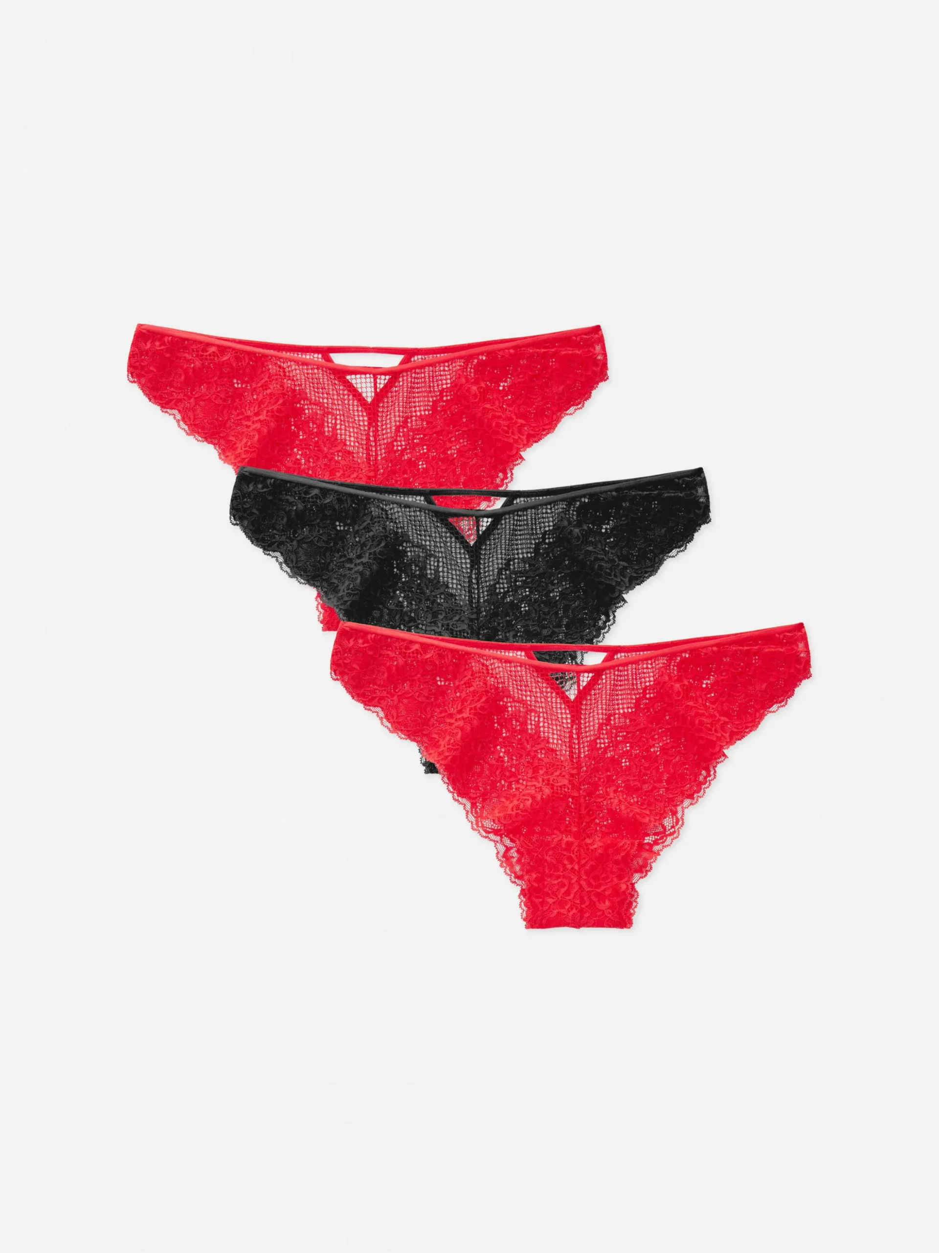 Pack De 3 Braguitas Brasileñas De Encaje Y Red