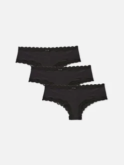 Pack De 3 Braguitas Hípster Con Ribete De Encaje