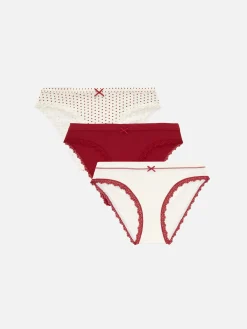 Pack De 3 Braguitas Mini Con Ribete De Encaje