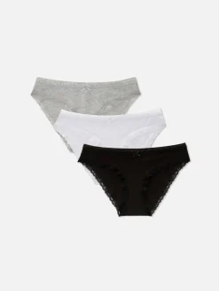 Pack De 3 Braguitas Mini Con Ribete De Encaje