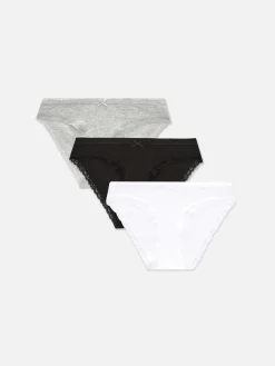 Pack De 3 Braguitas Mini Con Ribete De Encaje