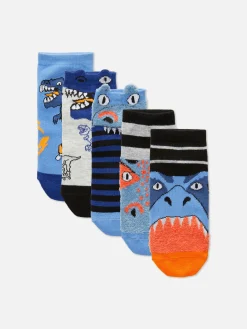 Pack De 5 Pares Calcetines Tobilleros De Dinosaurios