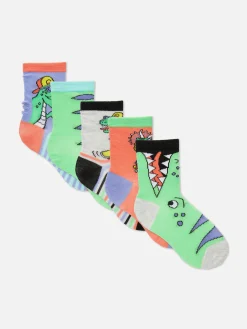 Pack De 5 Pares De Calcetines Bajos Con Dinosaurios