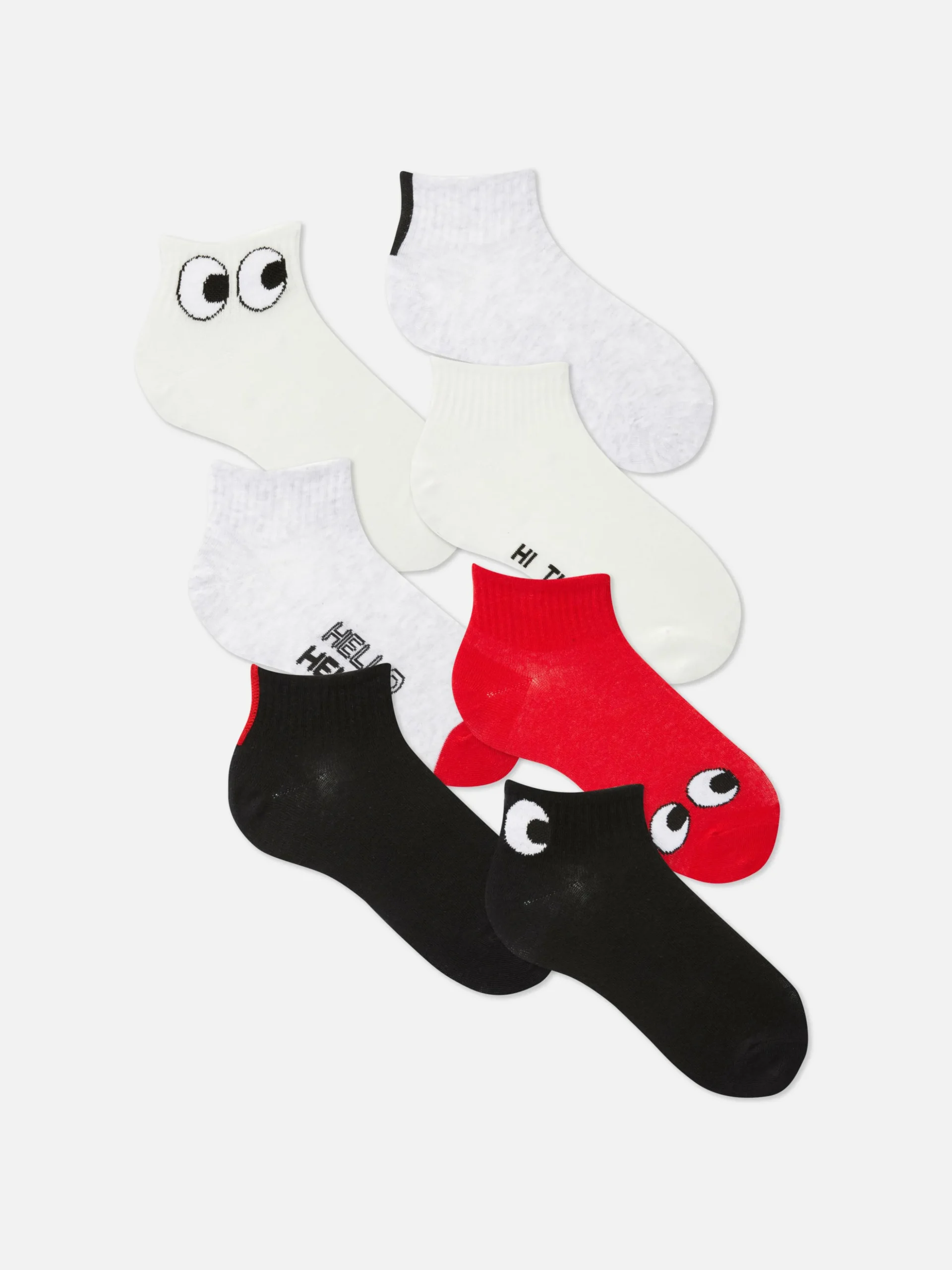 Pack De 7 Pares De Calcetines Tobilleros De Ojos