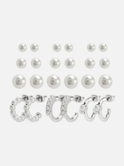 Pack De 12 Pares De Pendientes Con Perlas Sintéticas
