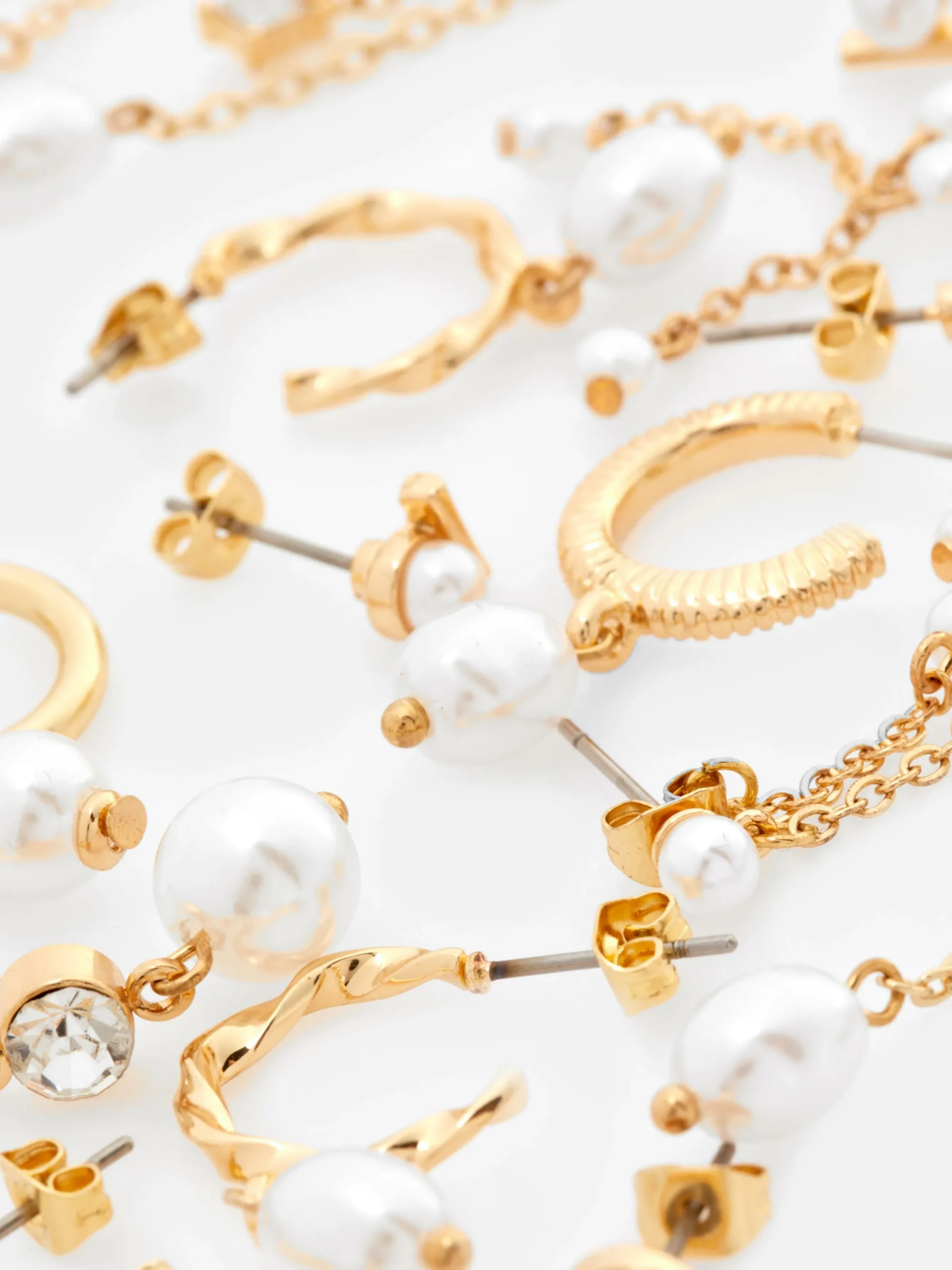 Pack De 9 Pares De Pendientes Largos Con Perlas