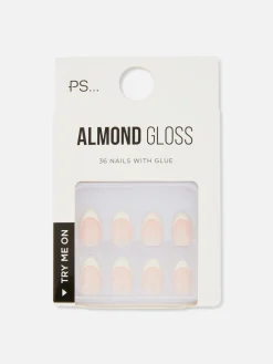 Pack De 36 Uñas Postizas Francesas Brillantes De PS...