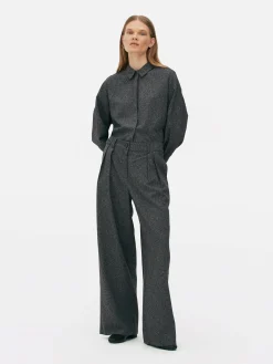Pantalón Jaspeado De Pernera Ancha De The Edit