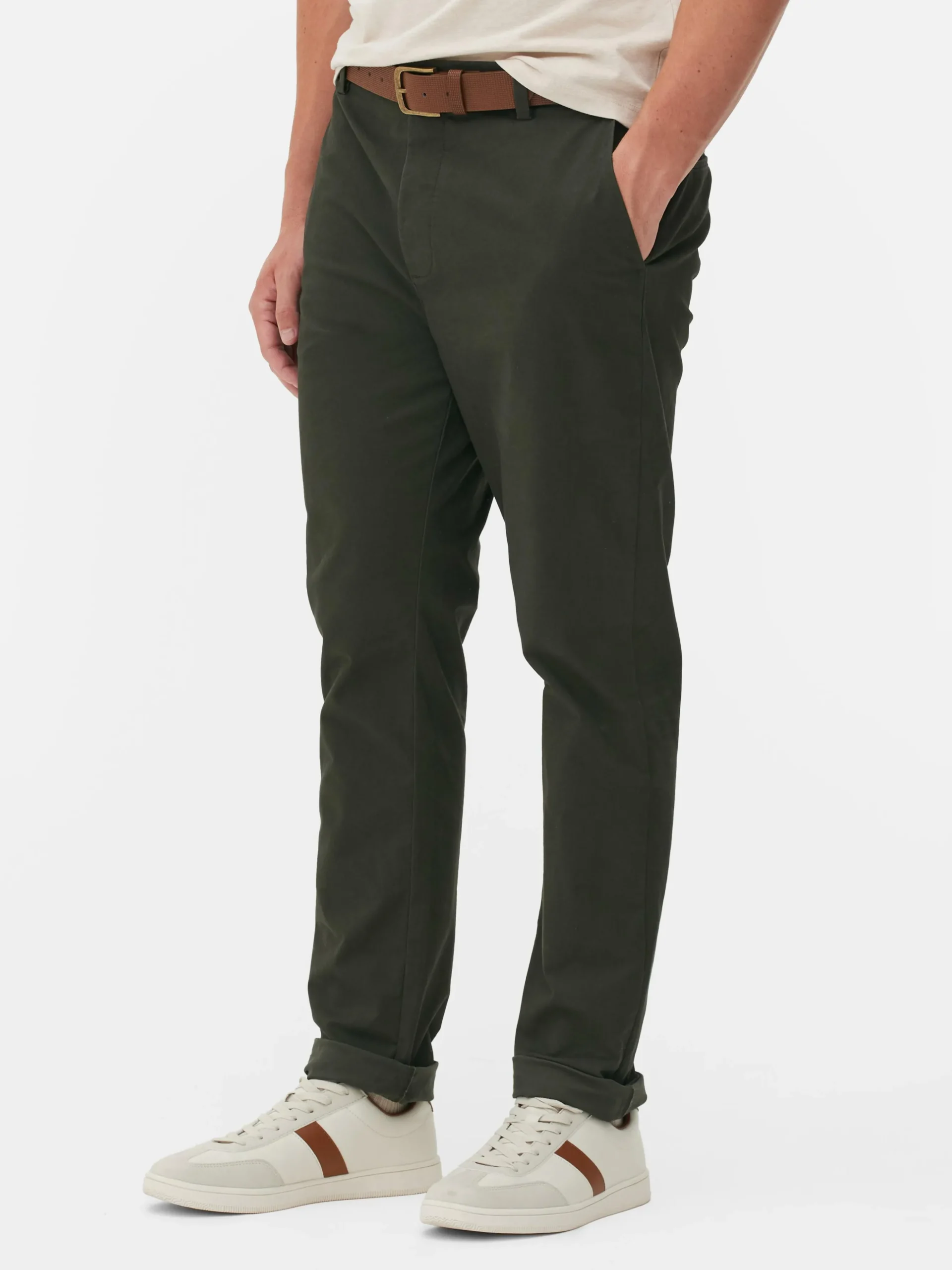 Pantalones Chinos Elásticos De Corte Entallado