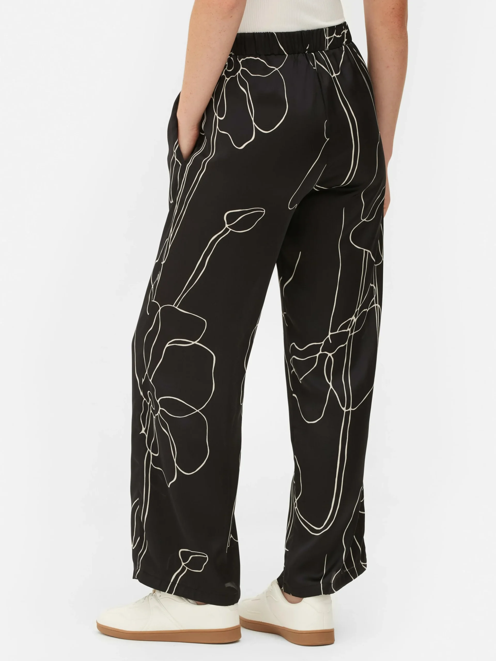 Pantalones Con Estampado Floral De Satén Combinables