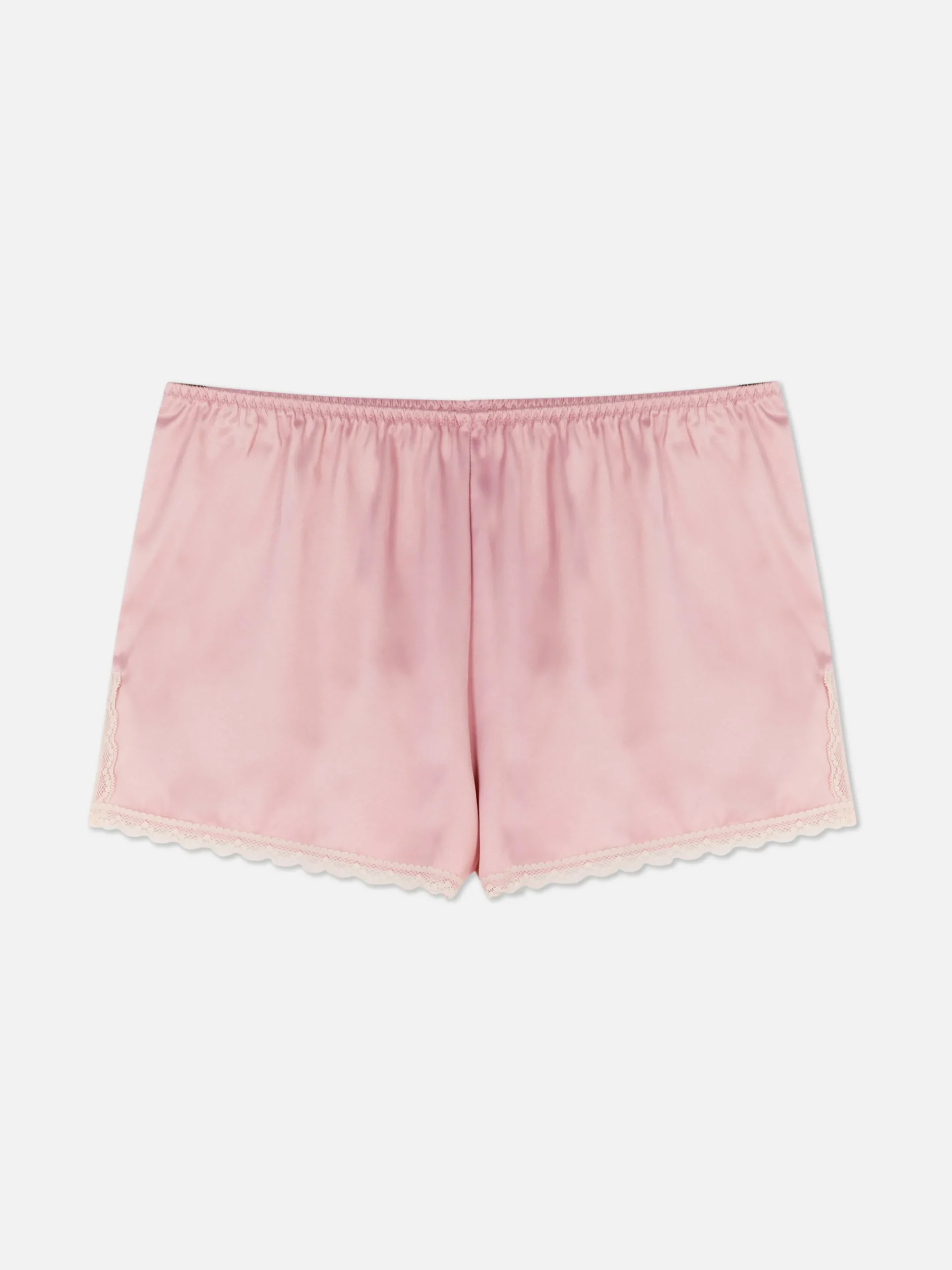 Pantalones Cortos De Pijama De Satén Con Encaje