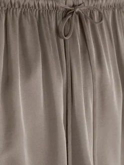 Pantalones Cortos De Pijama En Satén Con Lazo