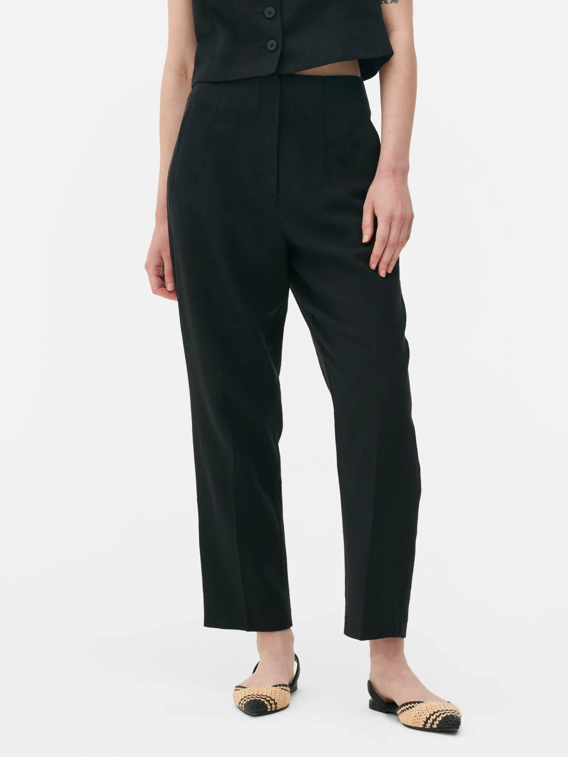 Pantalones De Talle Alto Con Costuras