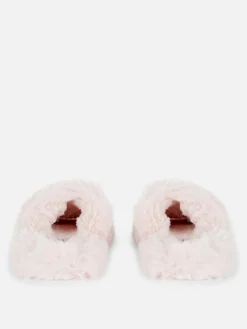 Pantuflas De Pelo Sintético Con Doble Tira
