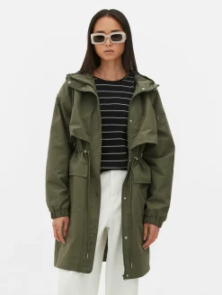 Parka Impermeable Con Cordón De Ajuste