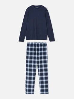 Pijama De Algodón Cepillado Con Estampado A Cuadros