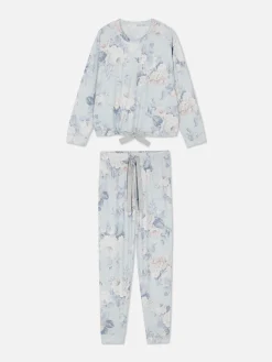 Pijama De Manga Larga Con Lazo Decorativo