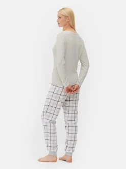 Pijama De Manga Larga Con Pantalones A Cuadros