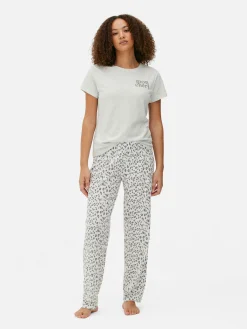 Pijama De Punto De Manga Corta Con Estampado Gráfico