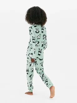 Pijama Largo De Velvetón Con Pandas