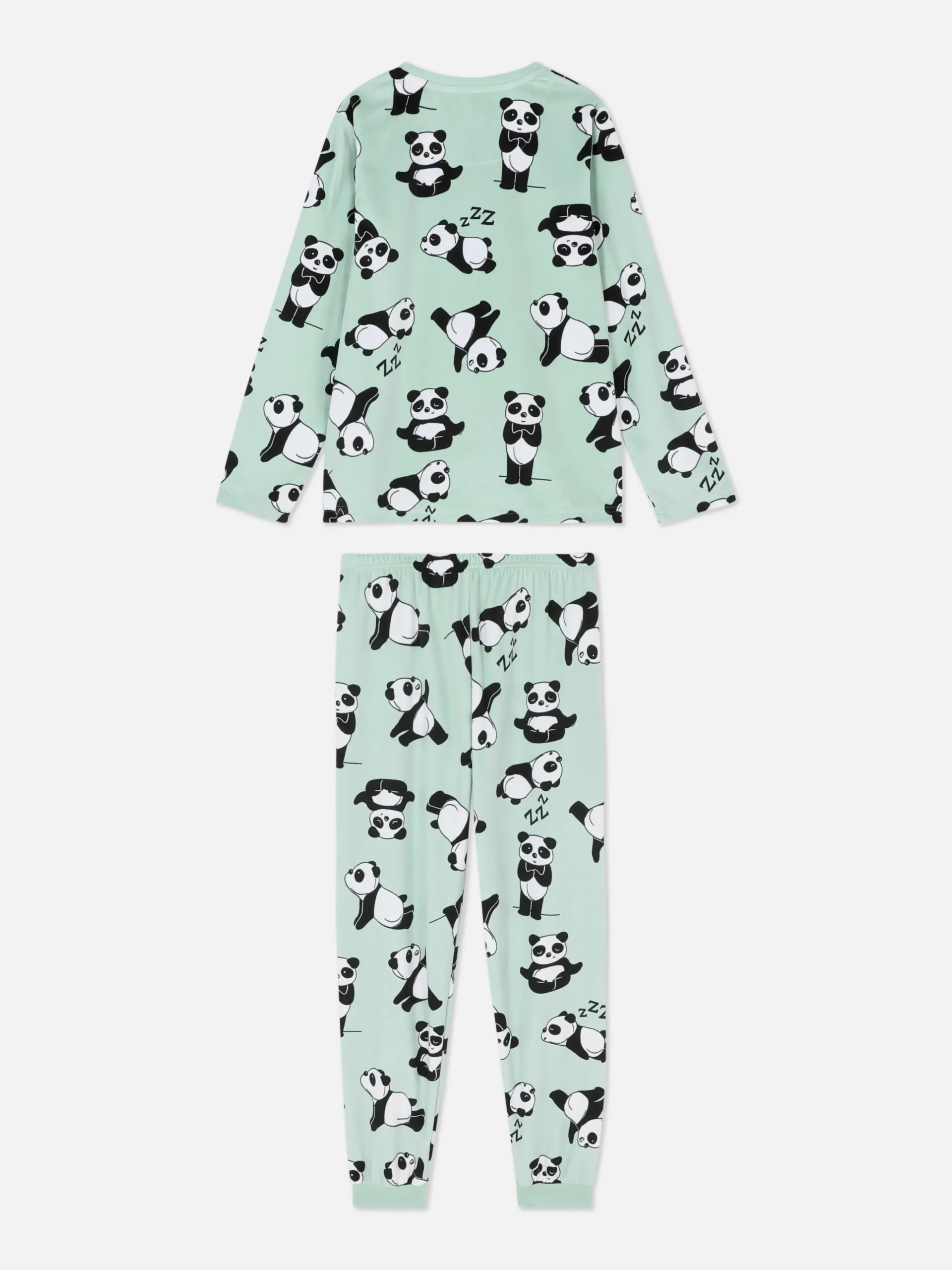 Pijama Largo De Velvetón Con Pandas