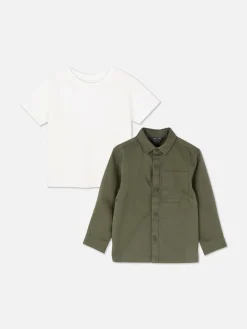 Set De Camisa De Manga Larga Y Camiseta