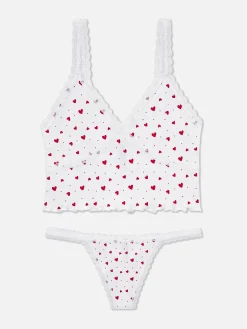 Set De Camiseta De Tirantes Y Tanga De Pointelle