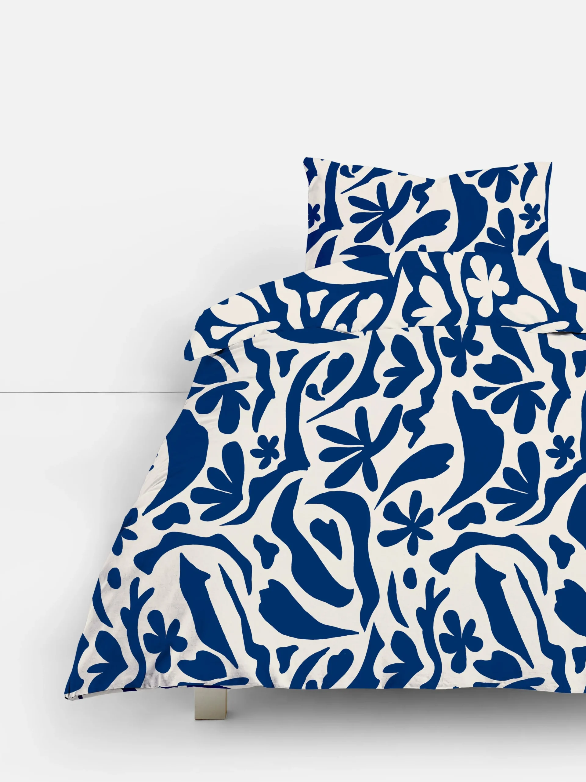 Set De Funda Nórdica Individual De Hojas Azul Marino