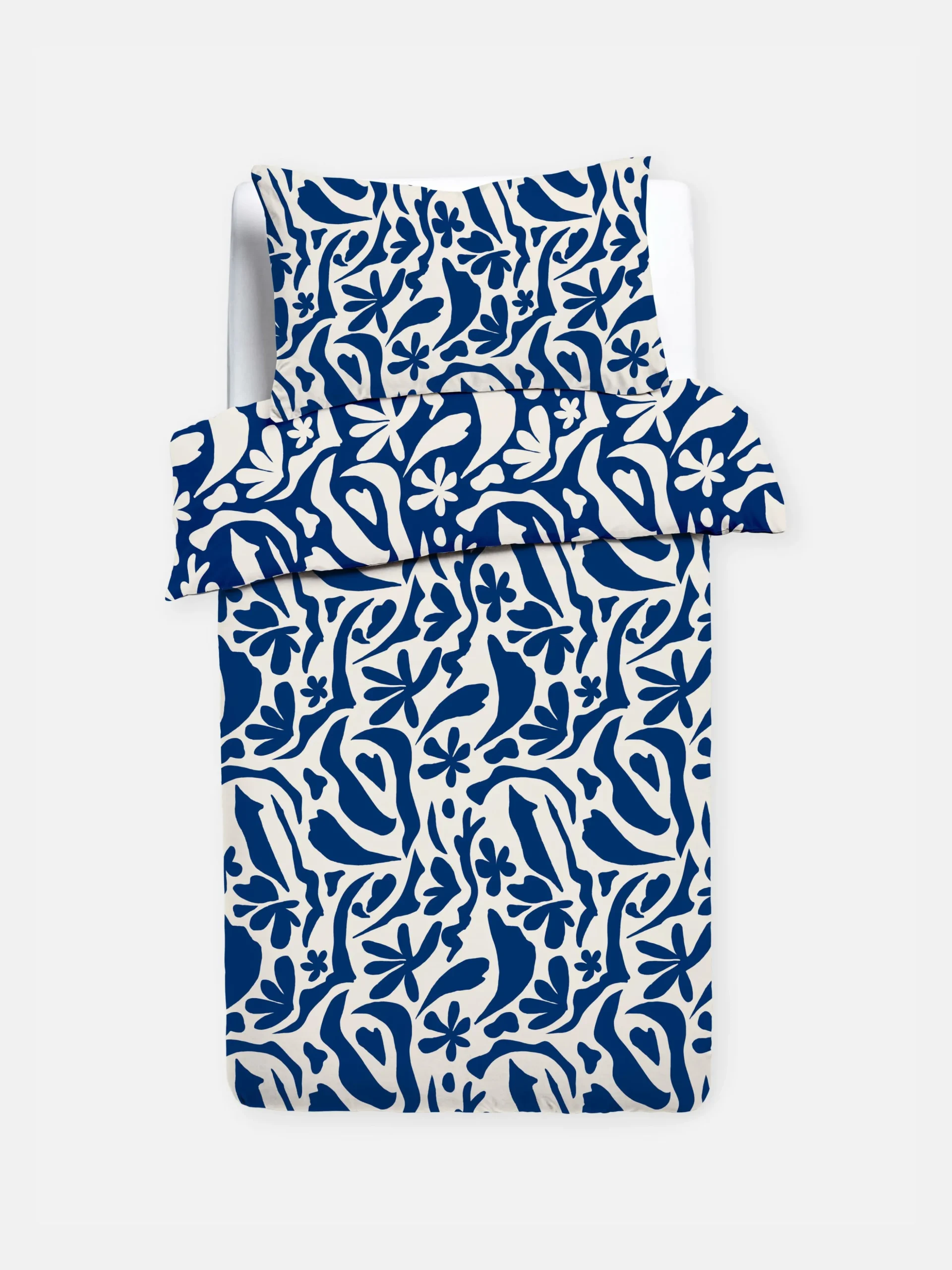 Set De Funda Nórdica Individual De Hojas Azul Marino