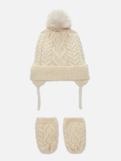 Set De Gorro Y Manoplas De Punto De Ochos
