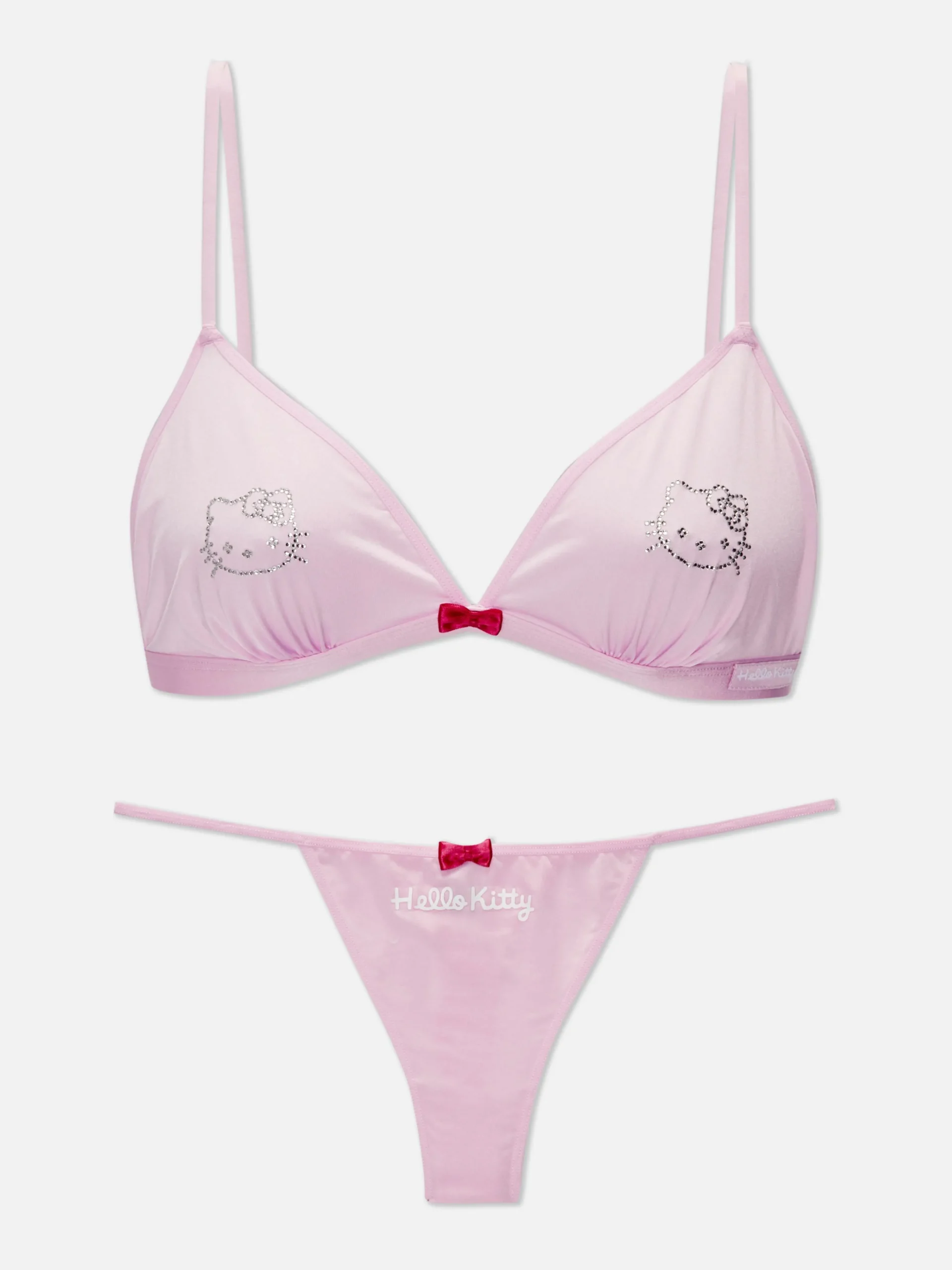 Set De Sujetador Y Tanga Con Strass De Hello Kitty