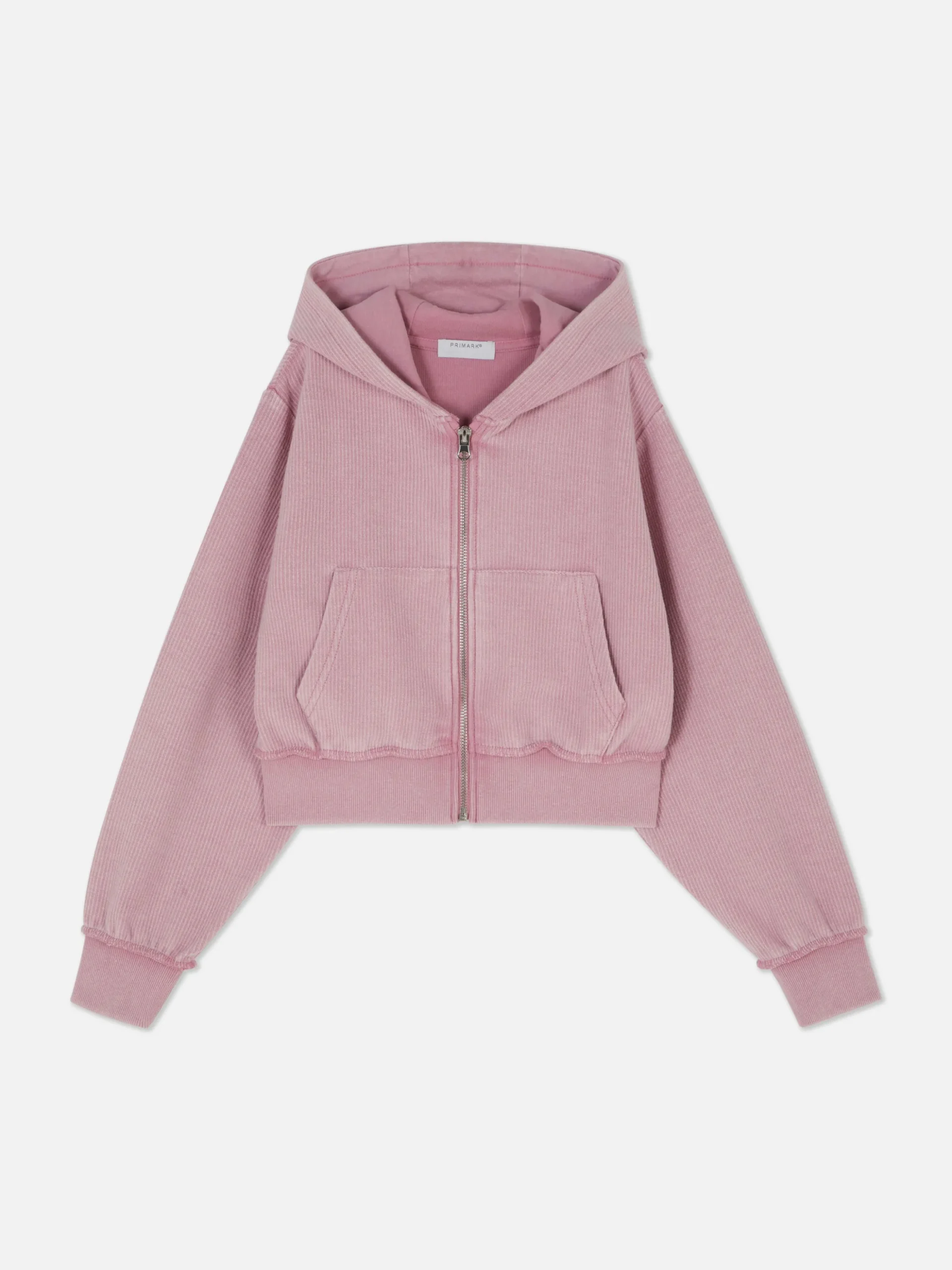 Sudadera Acanalada Con Capucha Y Cremallera